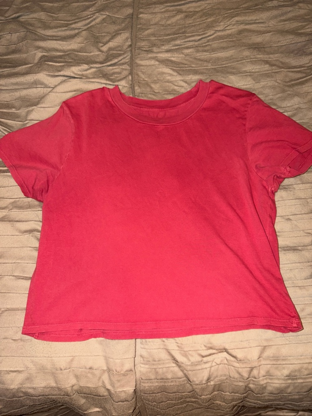 Outdoor Voices Red Cropped Crew Neck Tee